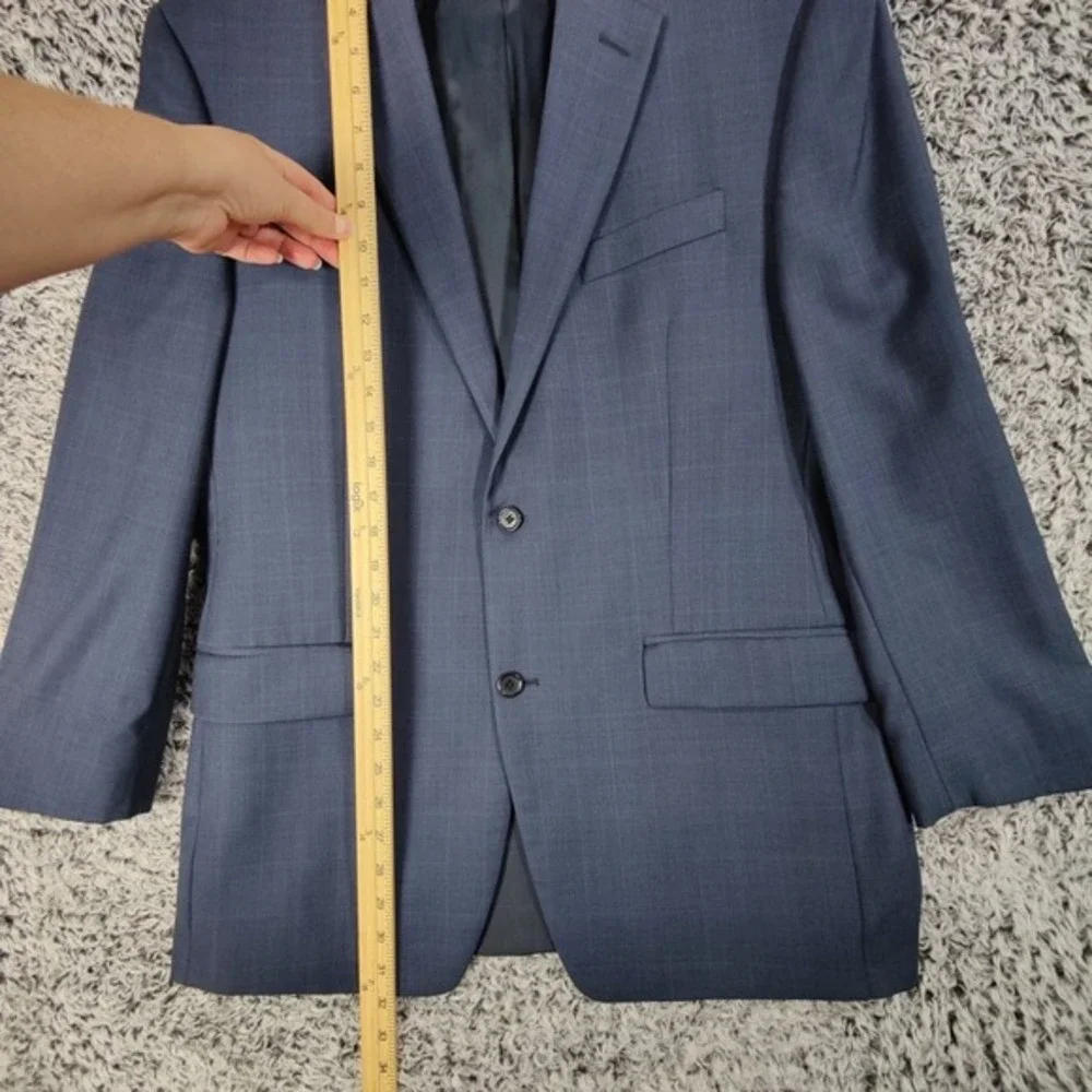 Michael Kors MMK Mens Classic Designer 100% Wool Blazer Jacket 42R Navy Plaid